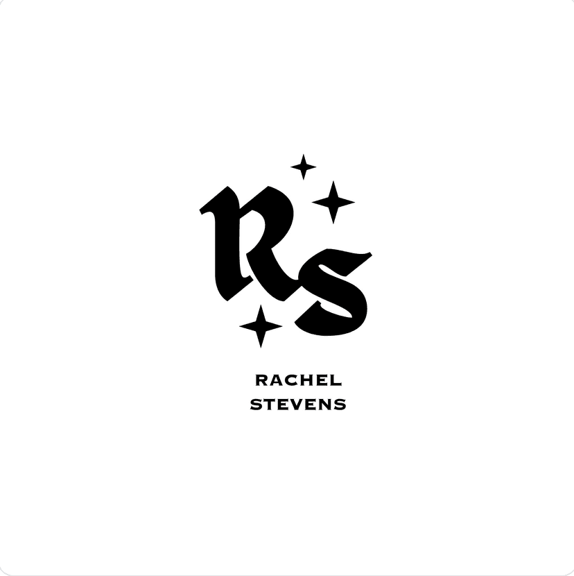 Rachel Stevens Canva logo template preview.