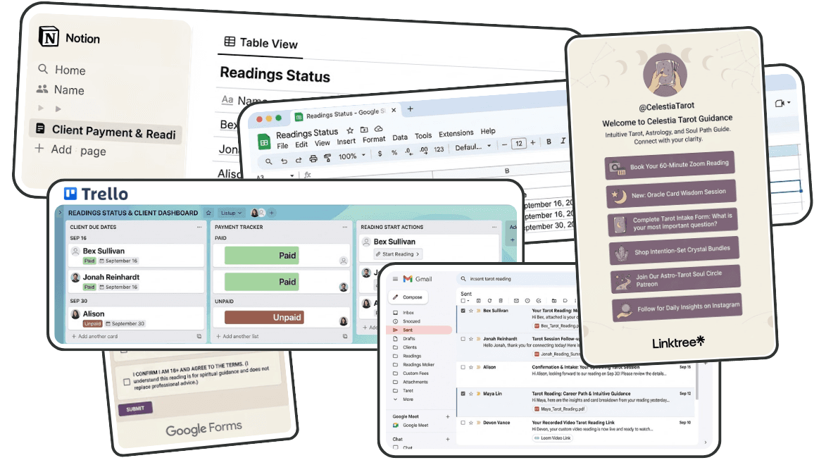 A collage of separate generic business tools used to run a reading practice