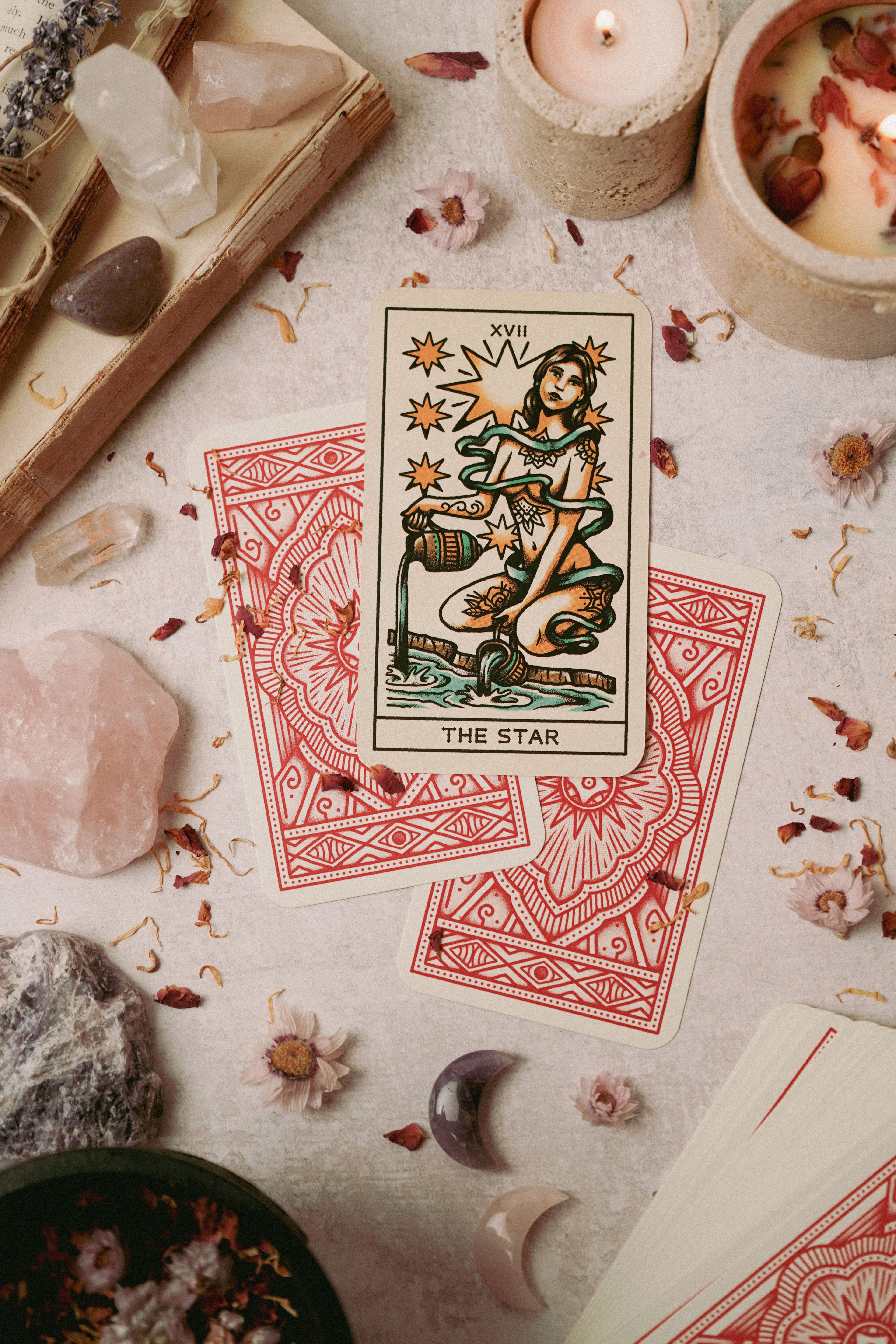 Tarot cards arranged for a reading