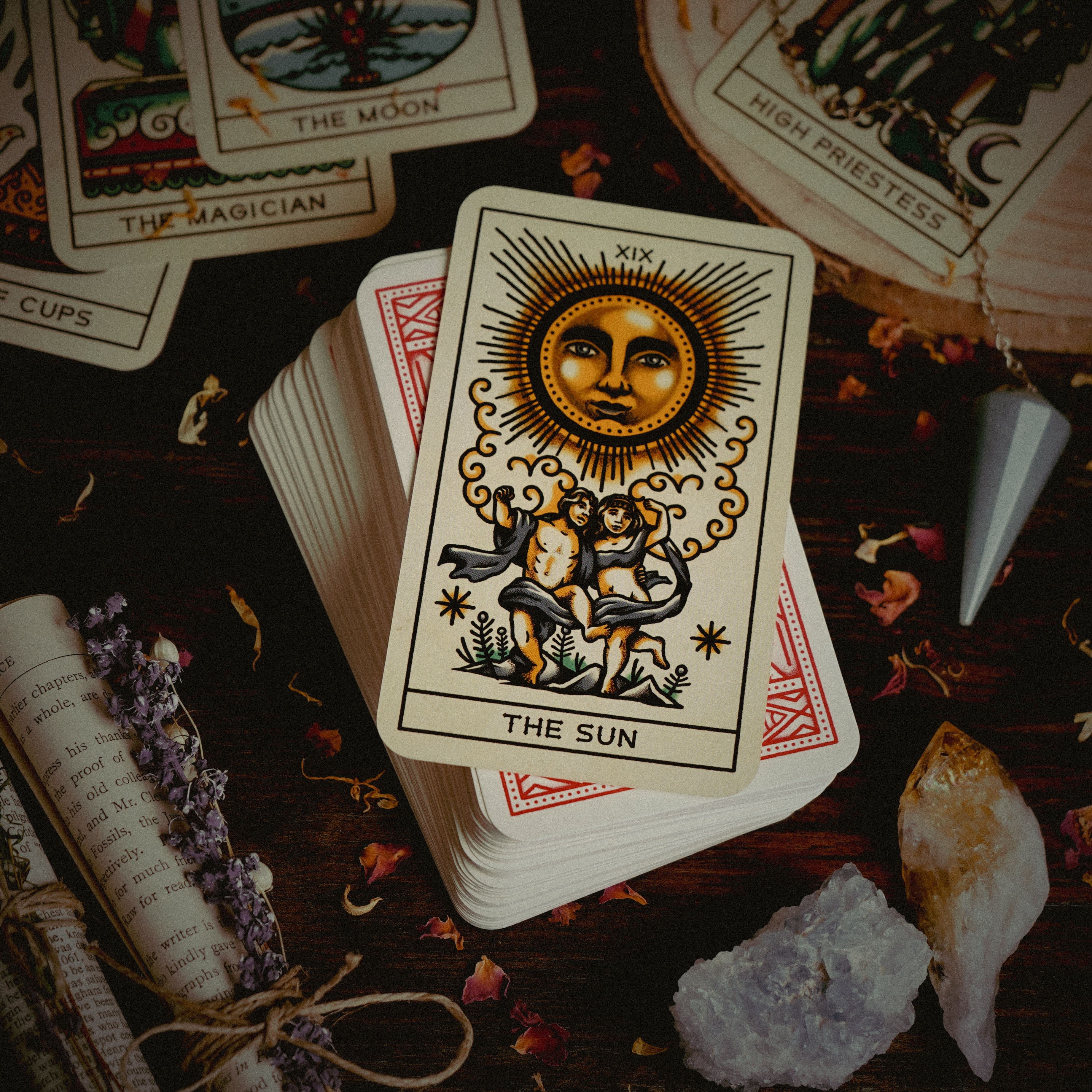 Tarot cards arranged for a reading
