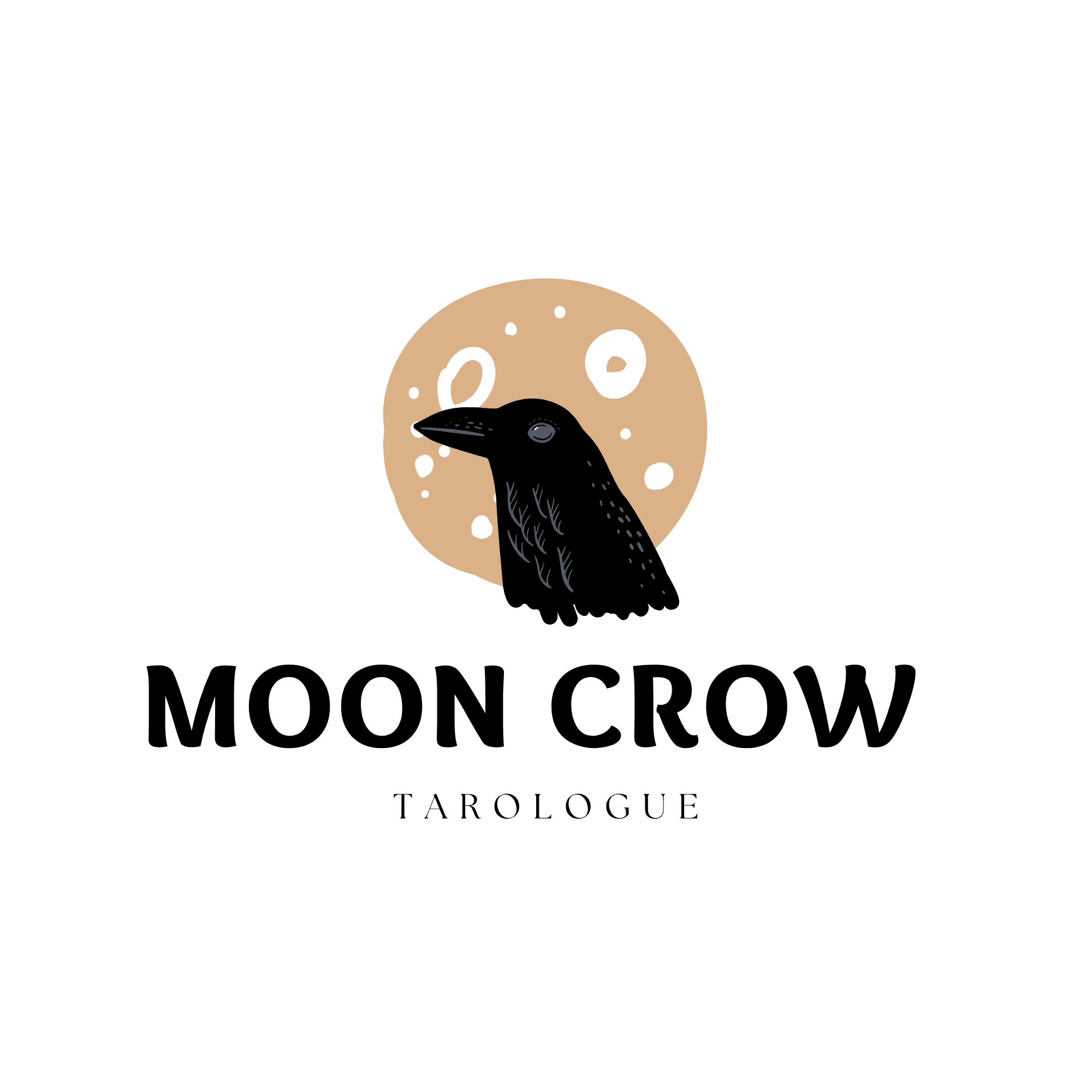 The Moon Crow full logo with a crow graphic, practice name, and Tarotlogue subtitle.